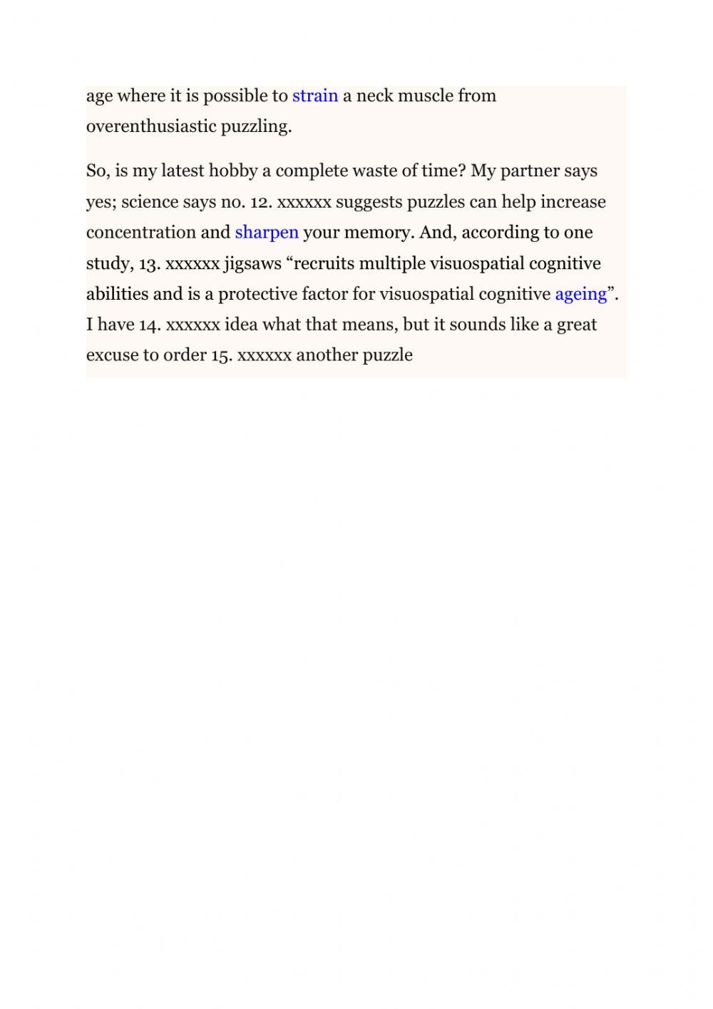 Reading activities 2 bachillerato