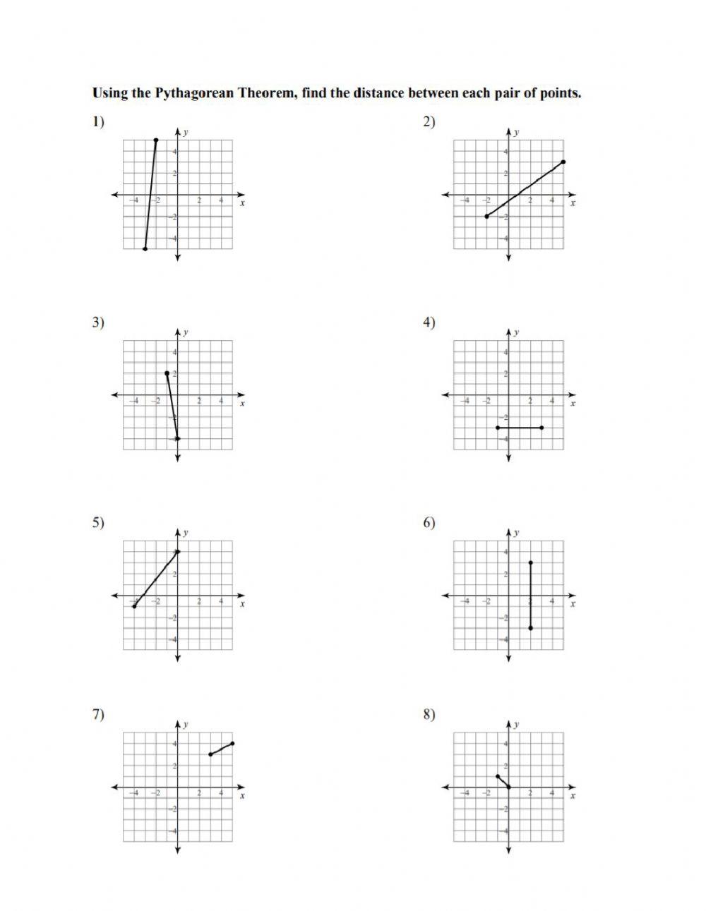 Pythagorean Theorem and Distance between 2 points worksheet | Live Worksheets pythagorean-theorem-and-distance-between-2-points-worksheet-live-worksheets