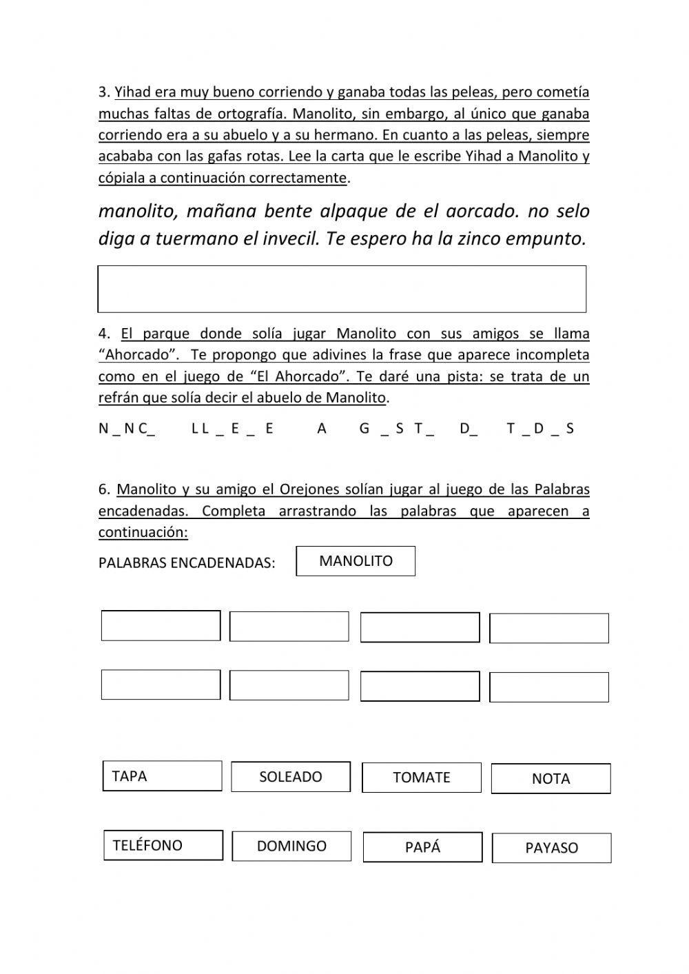 Lectura comprensiva manolito gafotas