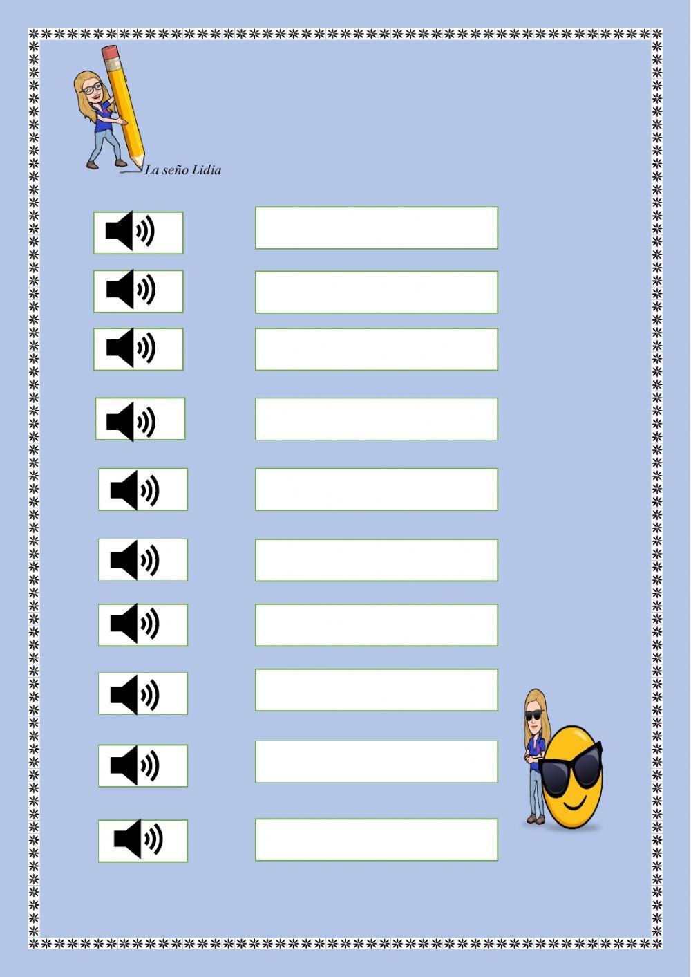 Dictado de números del 21 al 40.