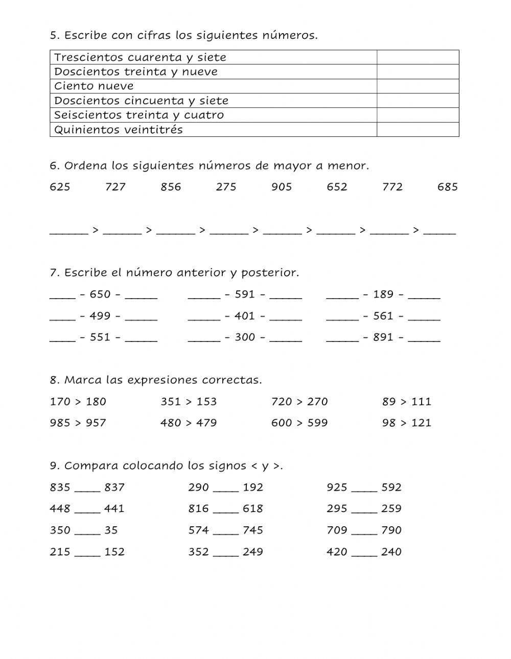 Repaso números 3 cifras 1