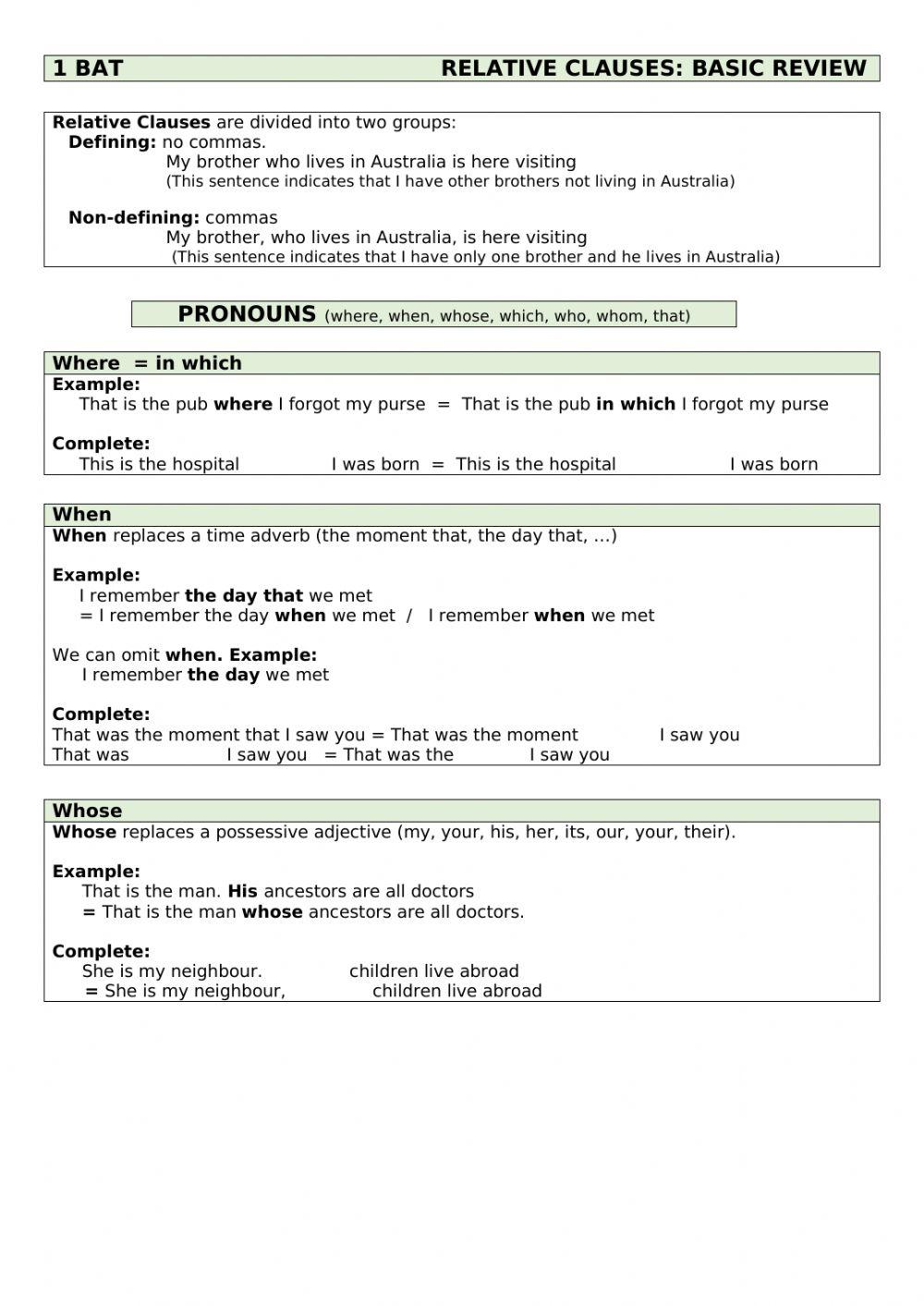 1 BAT Relative Clauses I
