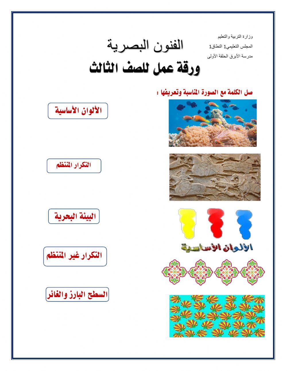 ورقة عمل السمكة والقارب للصف الثالث ف2