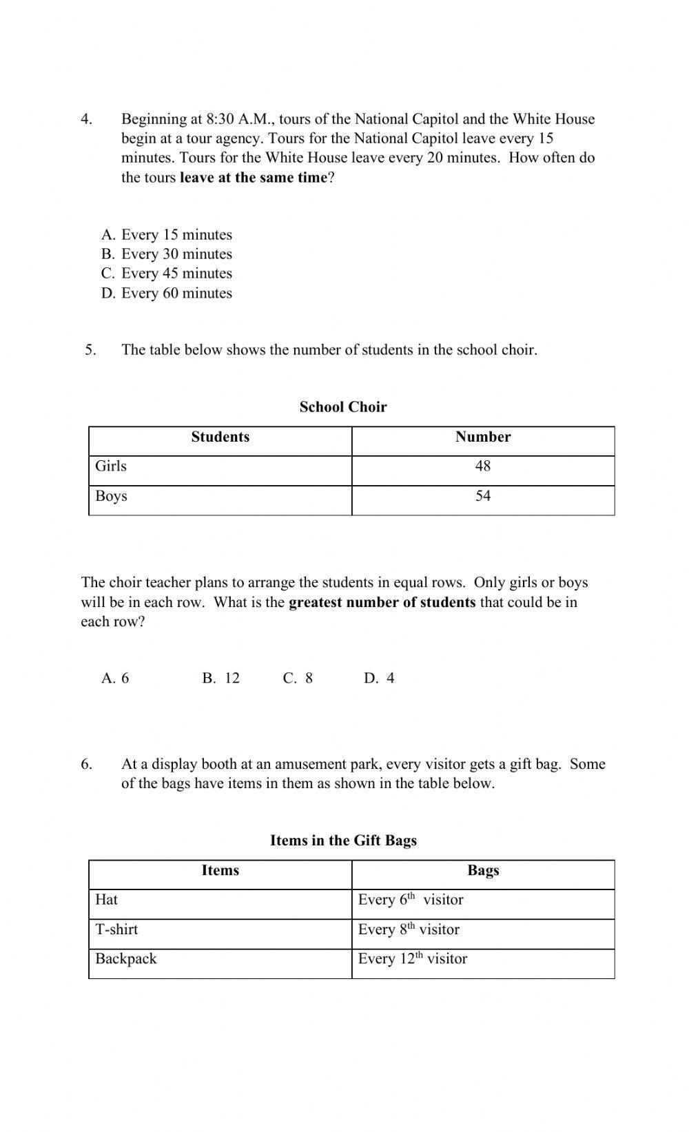 Greatest Common Factor and Least Common Multiple Word Problems