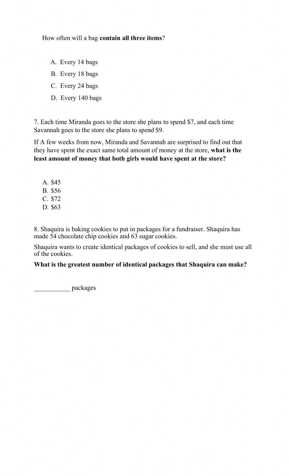 Greatest Common Factor and Least Common Multiple Word Problems
