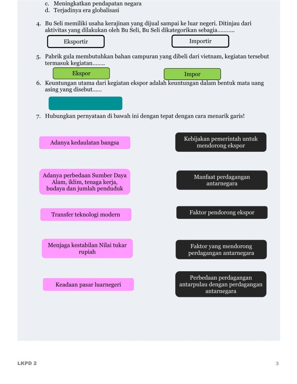 Perdagangan Antarpulau dan Perdagangan Internaional