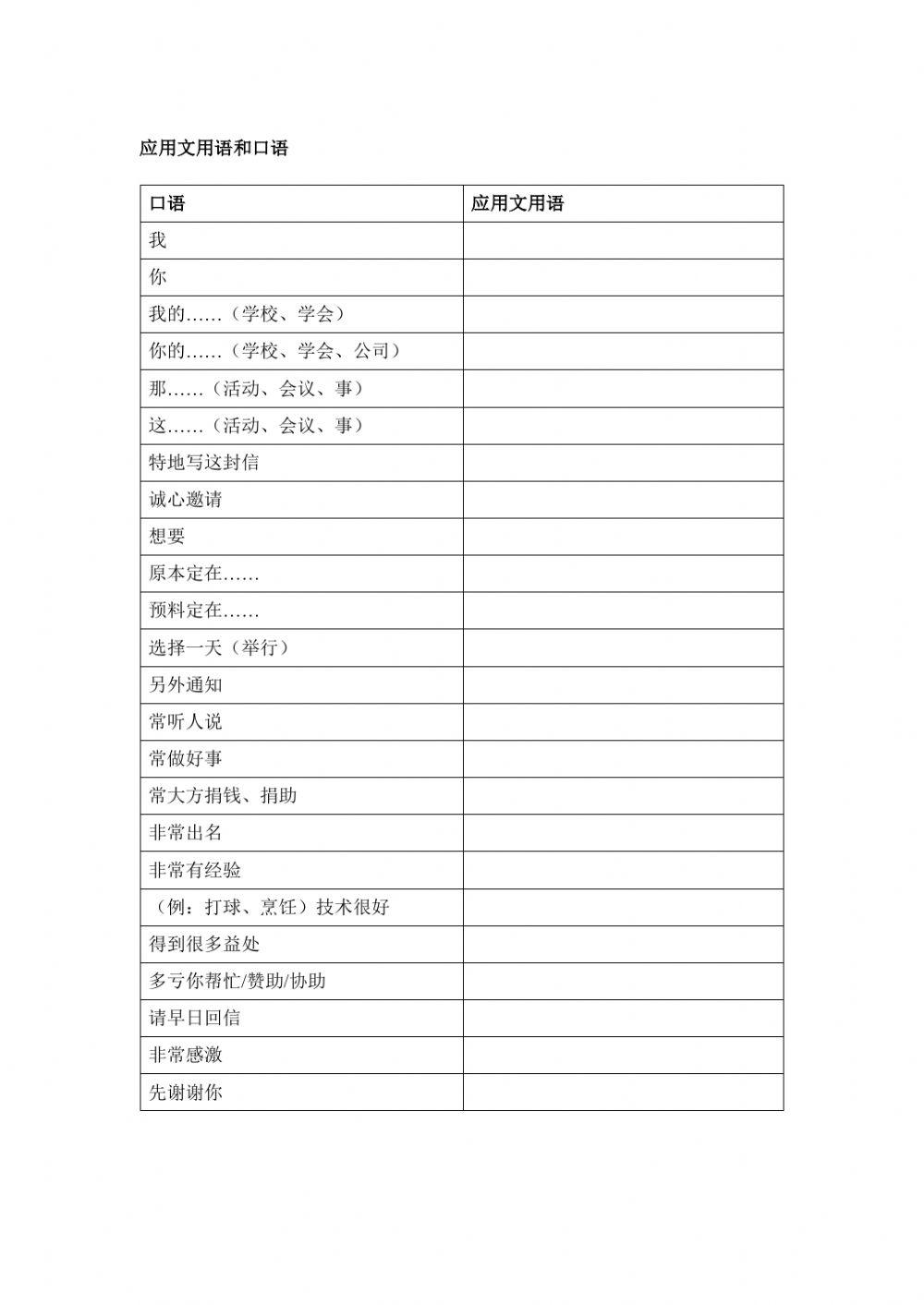 应用文用语和口语