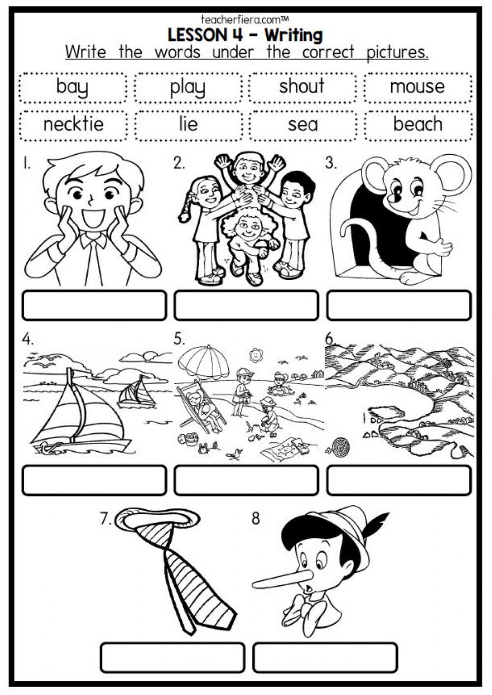 Phonics Exercise (ay,ou, ie, ea)