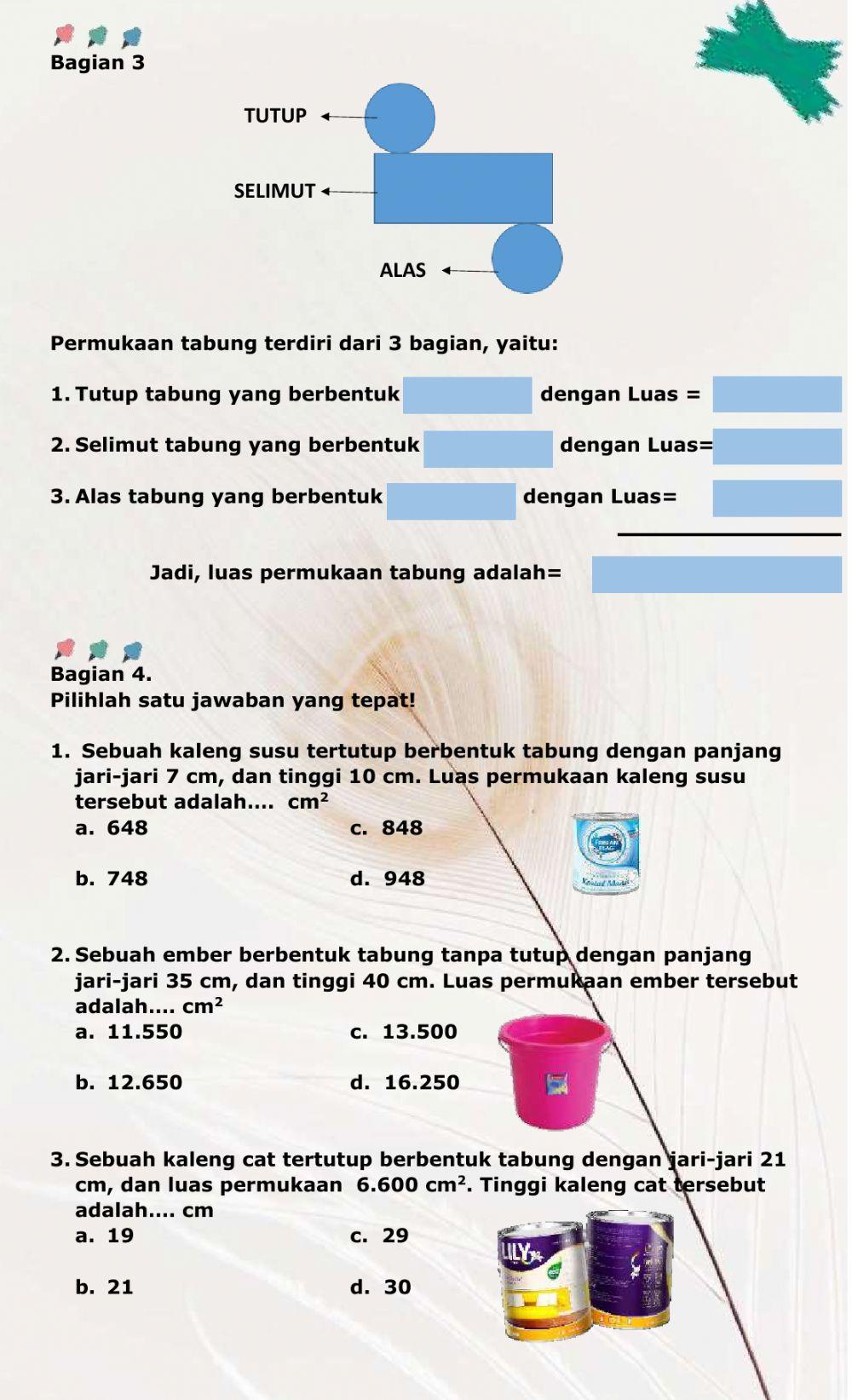 Luas permukaan tabung. bangun ruang sisi lengkung