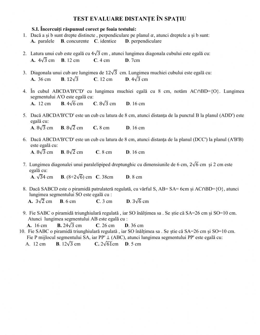 Distanțe în spațiu