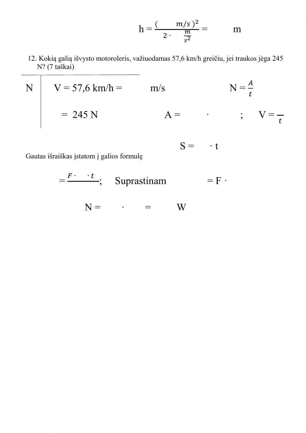 Darbas. Energija. Galia
