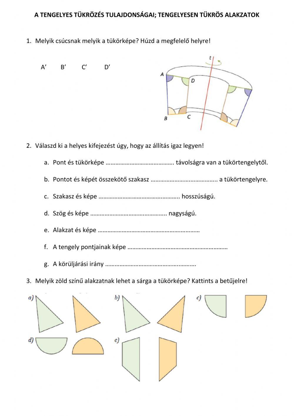 Tengelyes tükrözés - Tengelyesen tükrös alakzatok