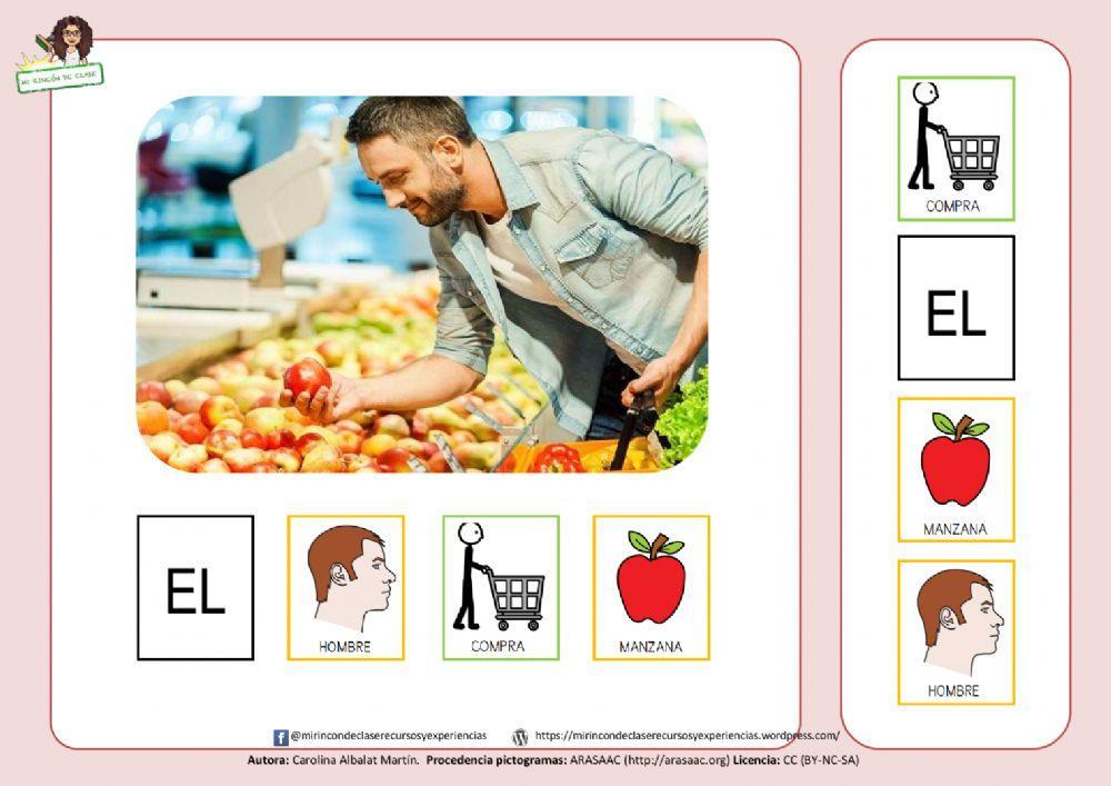 El hombre compra manzana