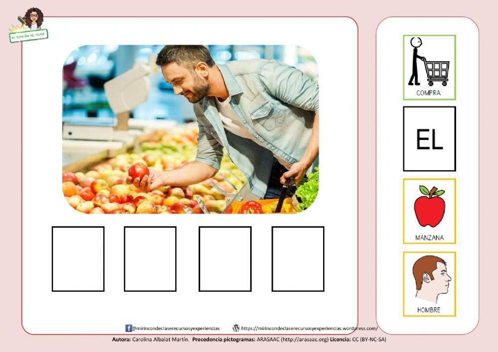 El hombre compra manzana