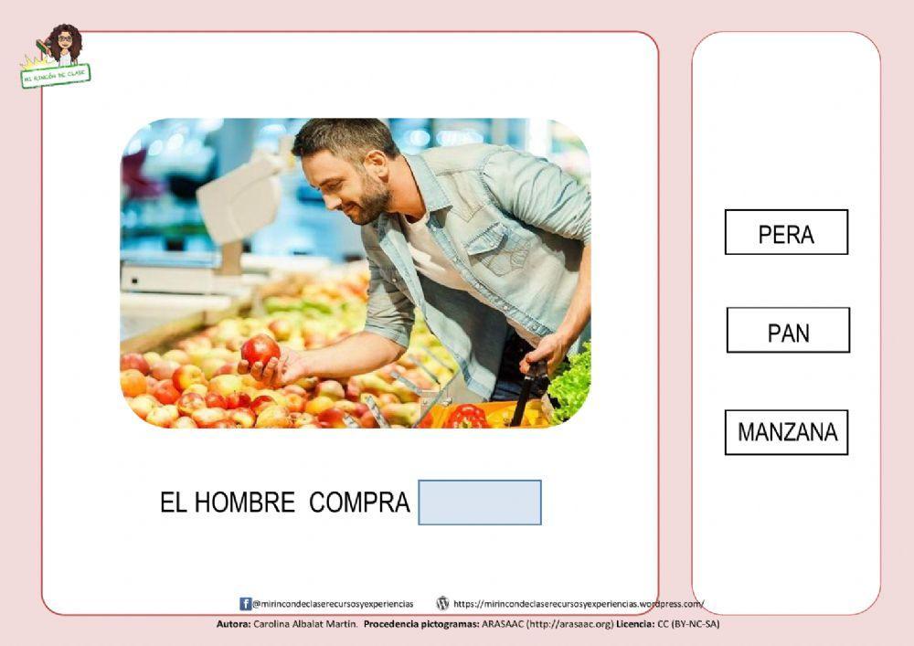 El hombre compra manzana