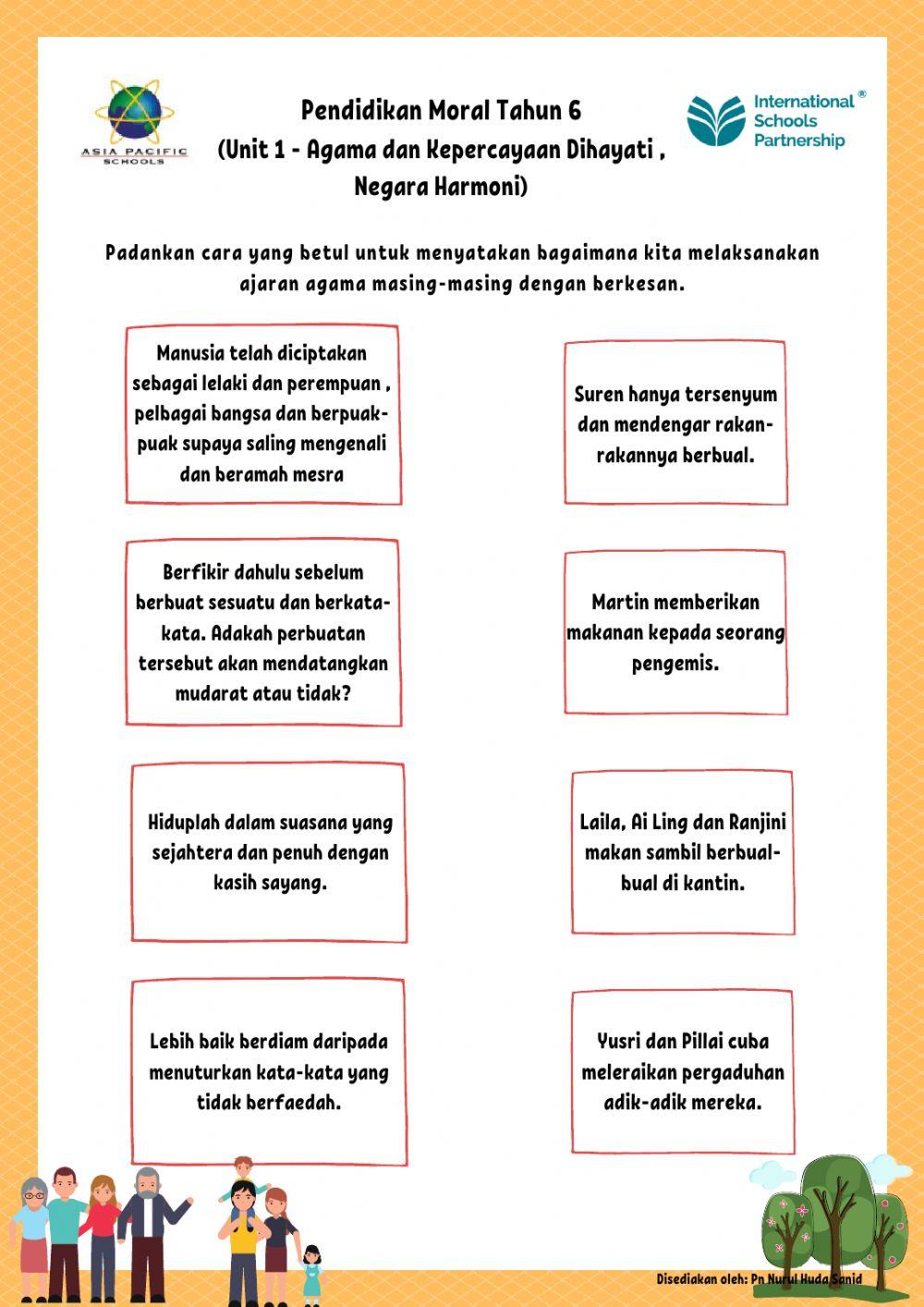 Tahun 6 Unit 1 Agama Dan Kepercayaan Worksheet Live Worksheets
