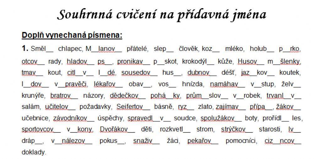 Koncovky přídavných jmen