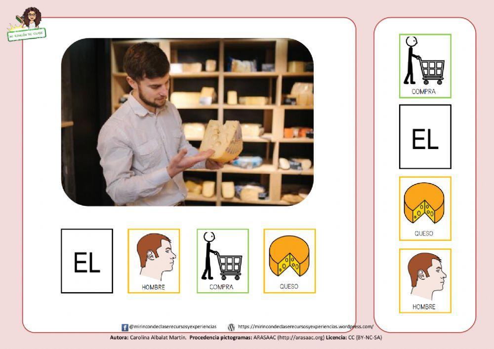 El hombre compra queso