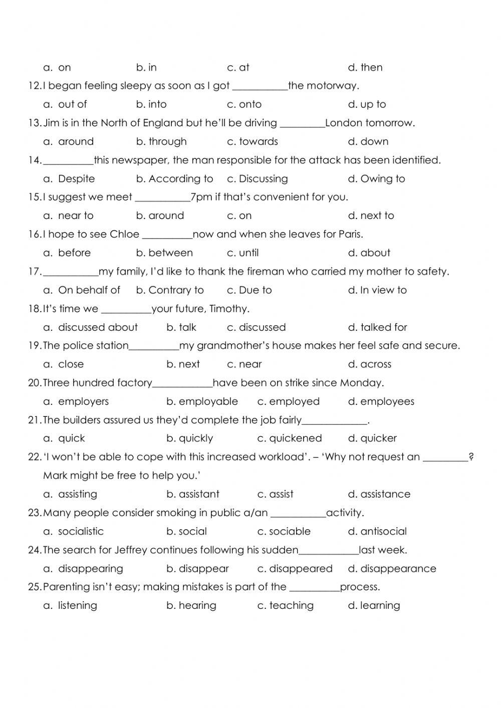 Revision test (voc:3-4 + gram: 1-3): C2