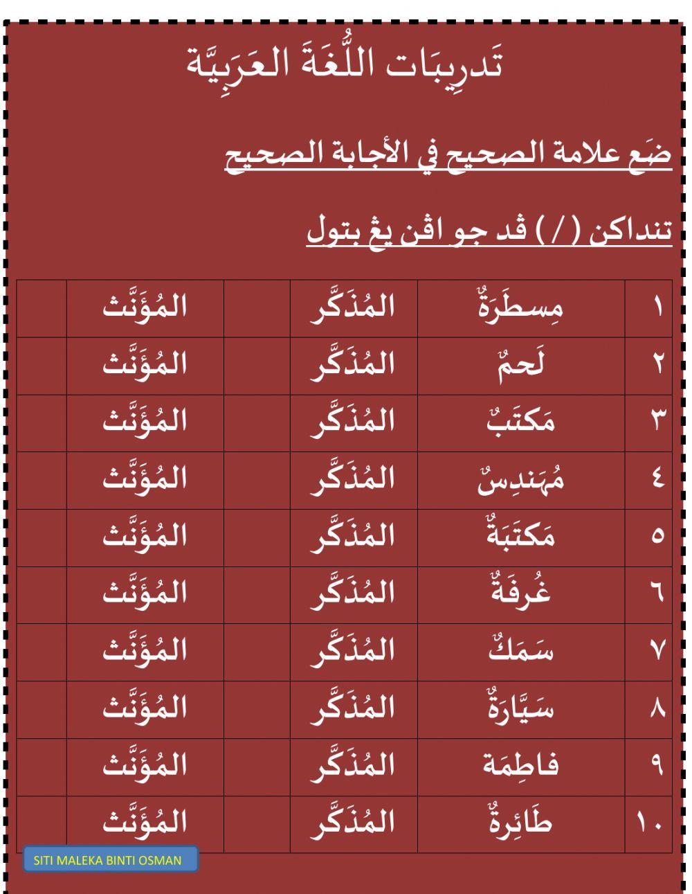 المذكَّر او المؤَنَث