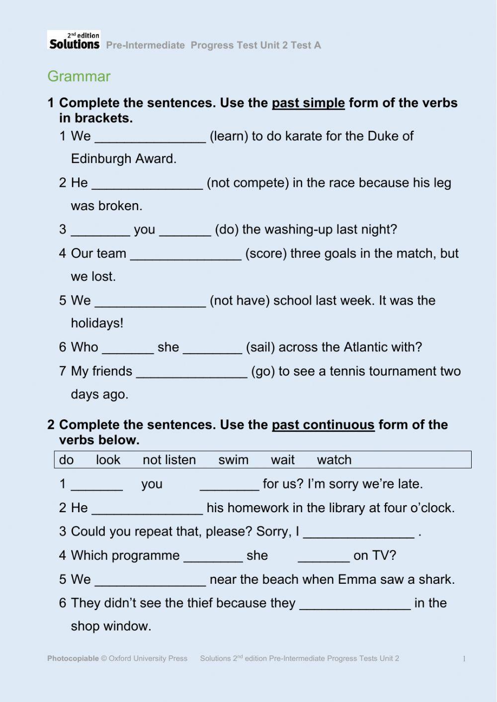 Solutions. Test. Unit 2