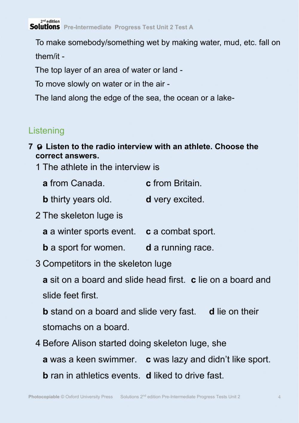 Solutions. Test. Unit 2