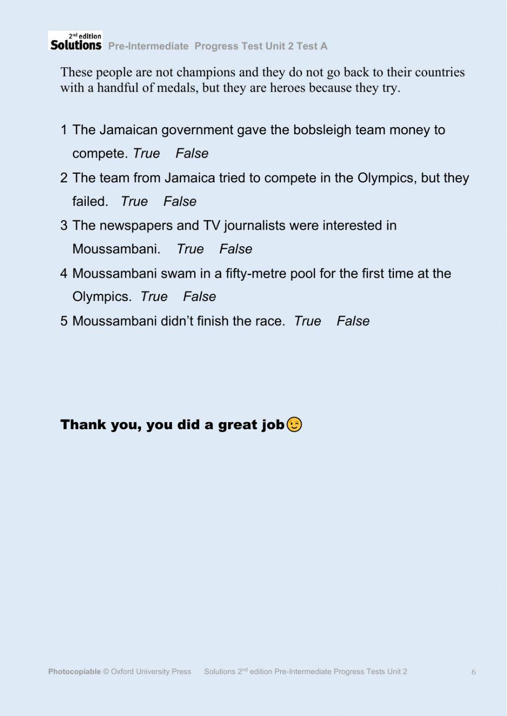 Solutions. Test. Unit 2