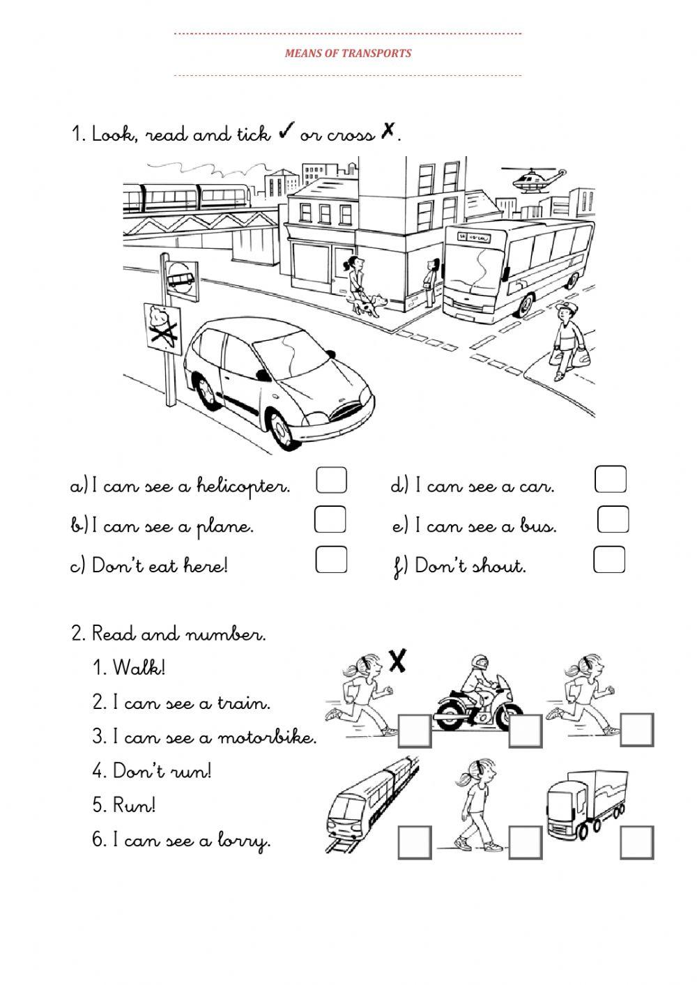 Means of transport online exercise for A1