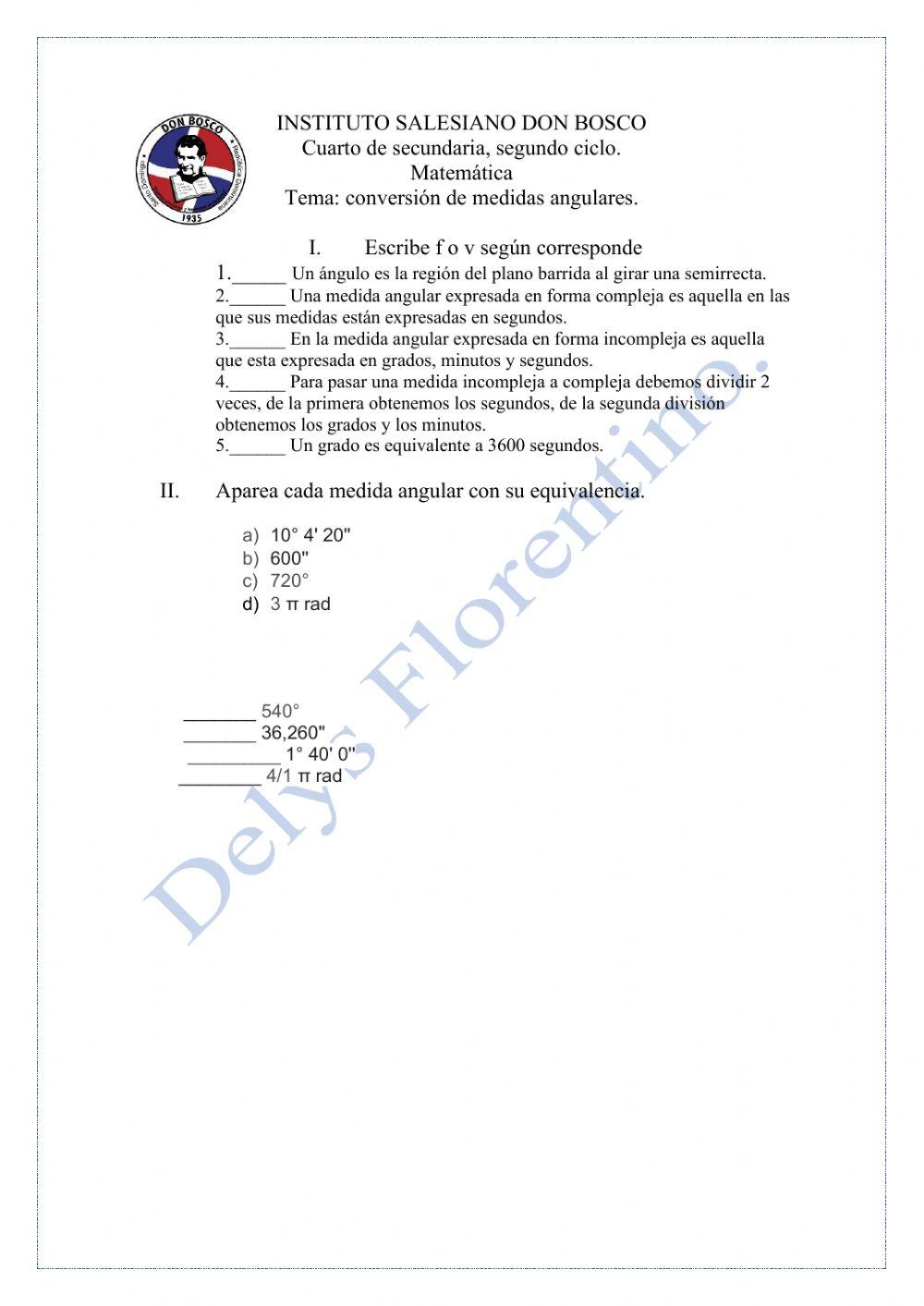 Conversión de medidas angulares.