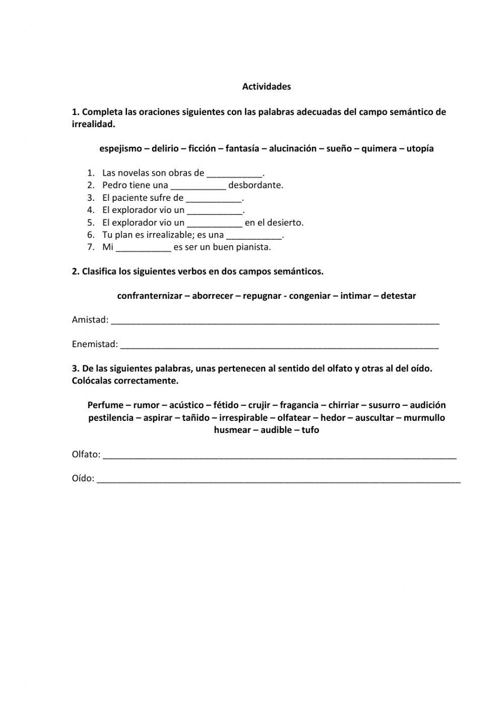 Las familias léxicas