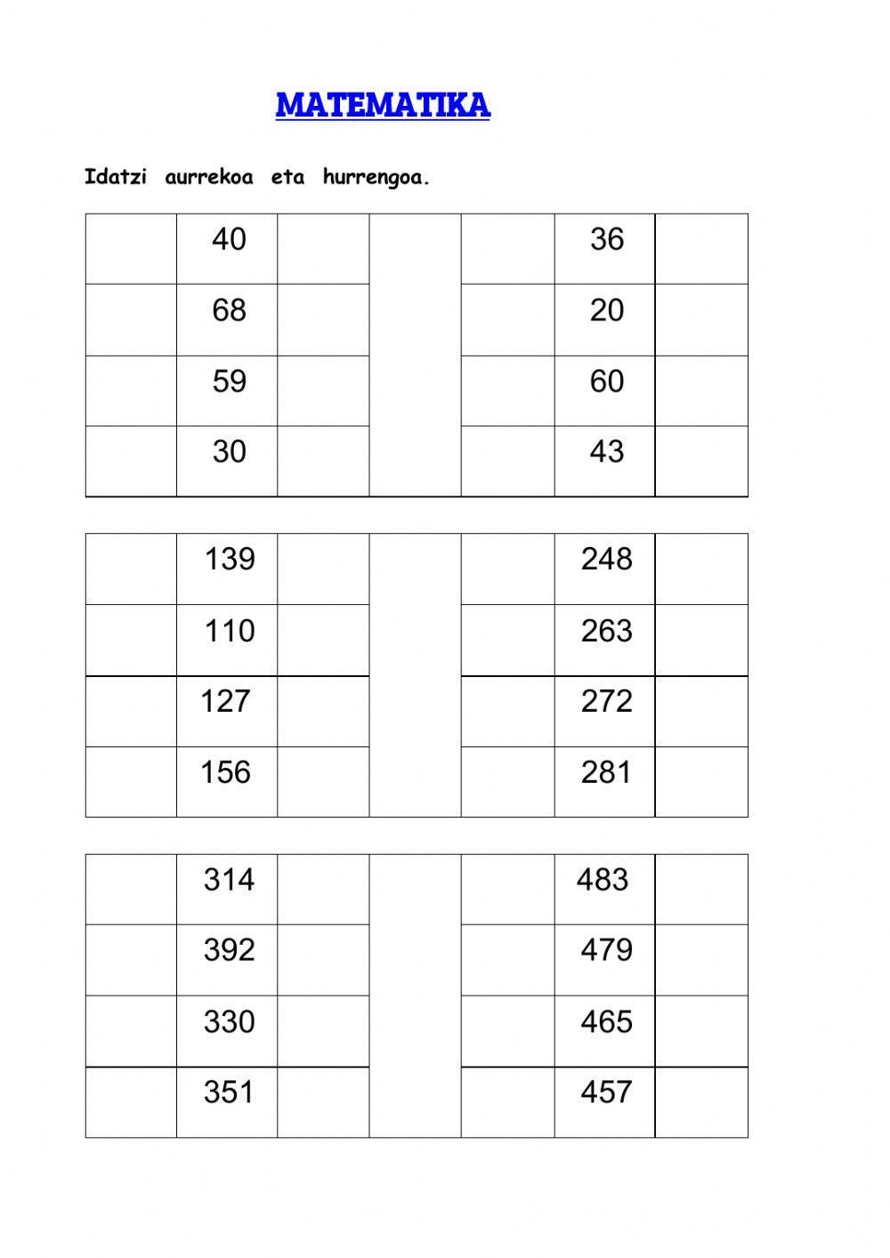 Aurrekoa eta hurrengoa