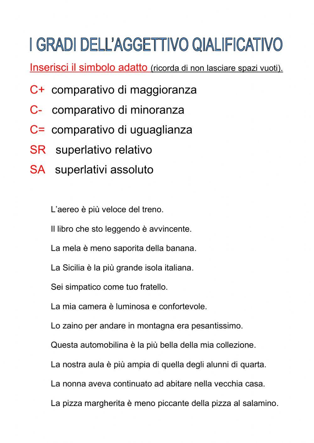 I gradi dell'aggettivo qualificativo