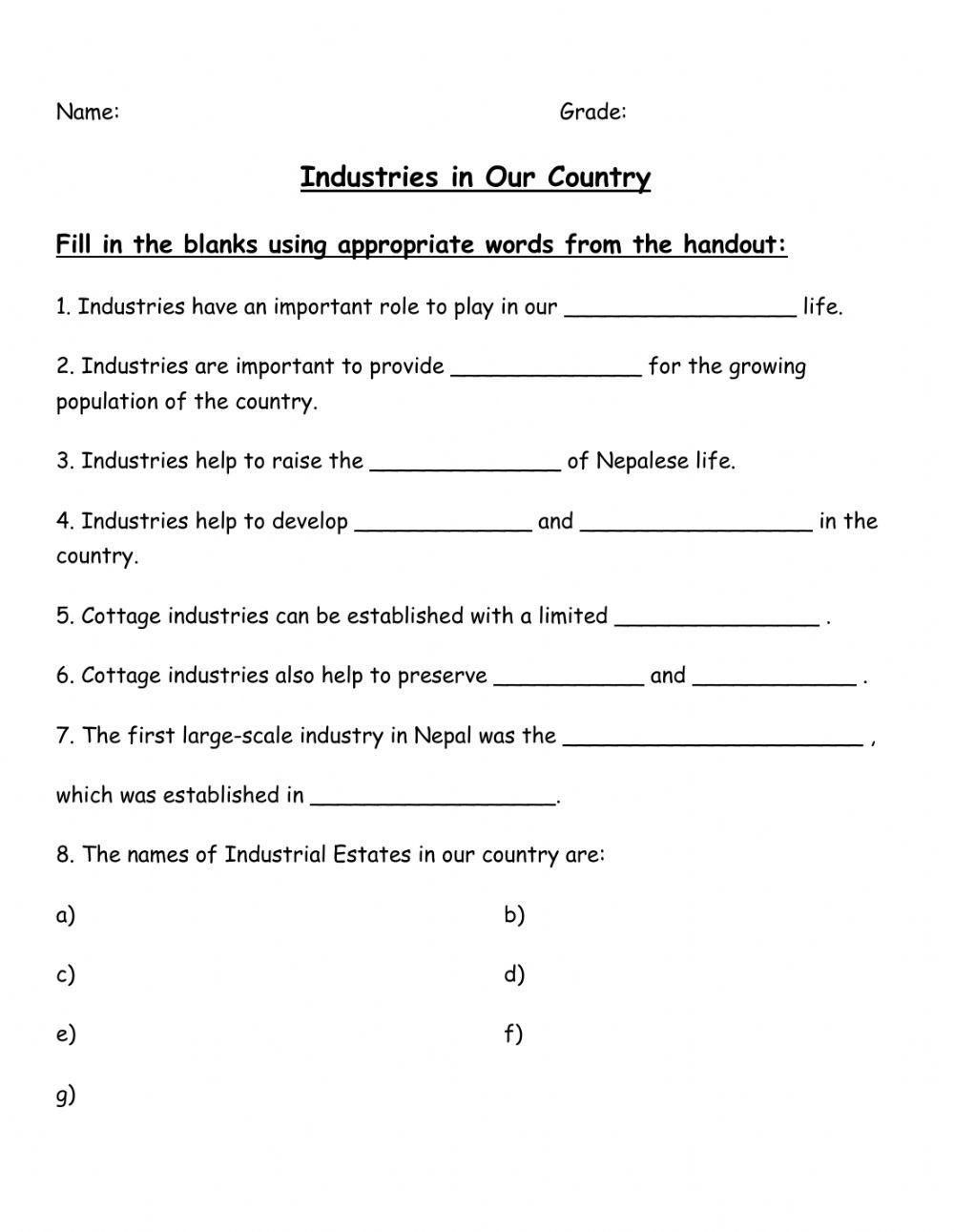 Industries in Our Countries