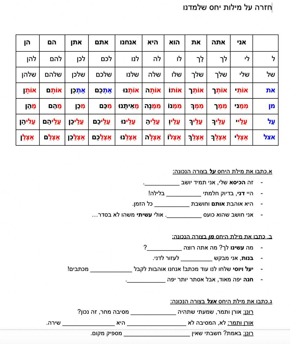 חזרה על מילות יחס