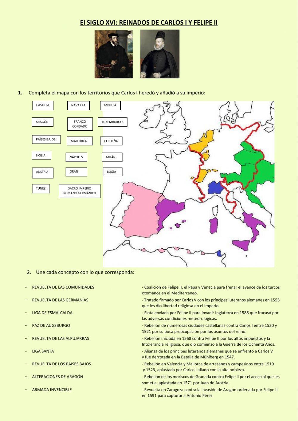 El S.XVI: reinados de Carlos I y Felipe II