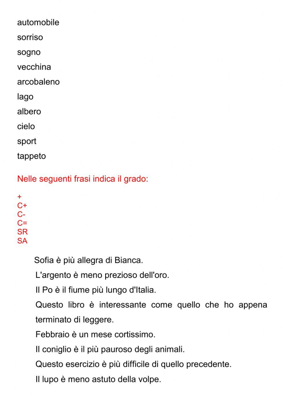 Aggettivo qualificativo preverifica