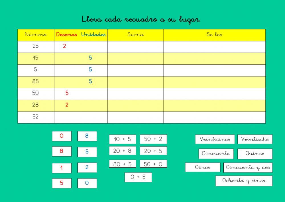 Descomposición nº 2 cifras