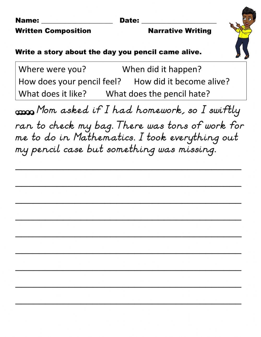 Narrative writing:My pencil is alive !