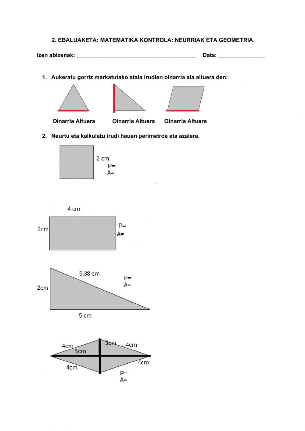 Magnitudeak eta azalera