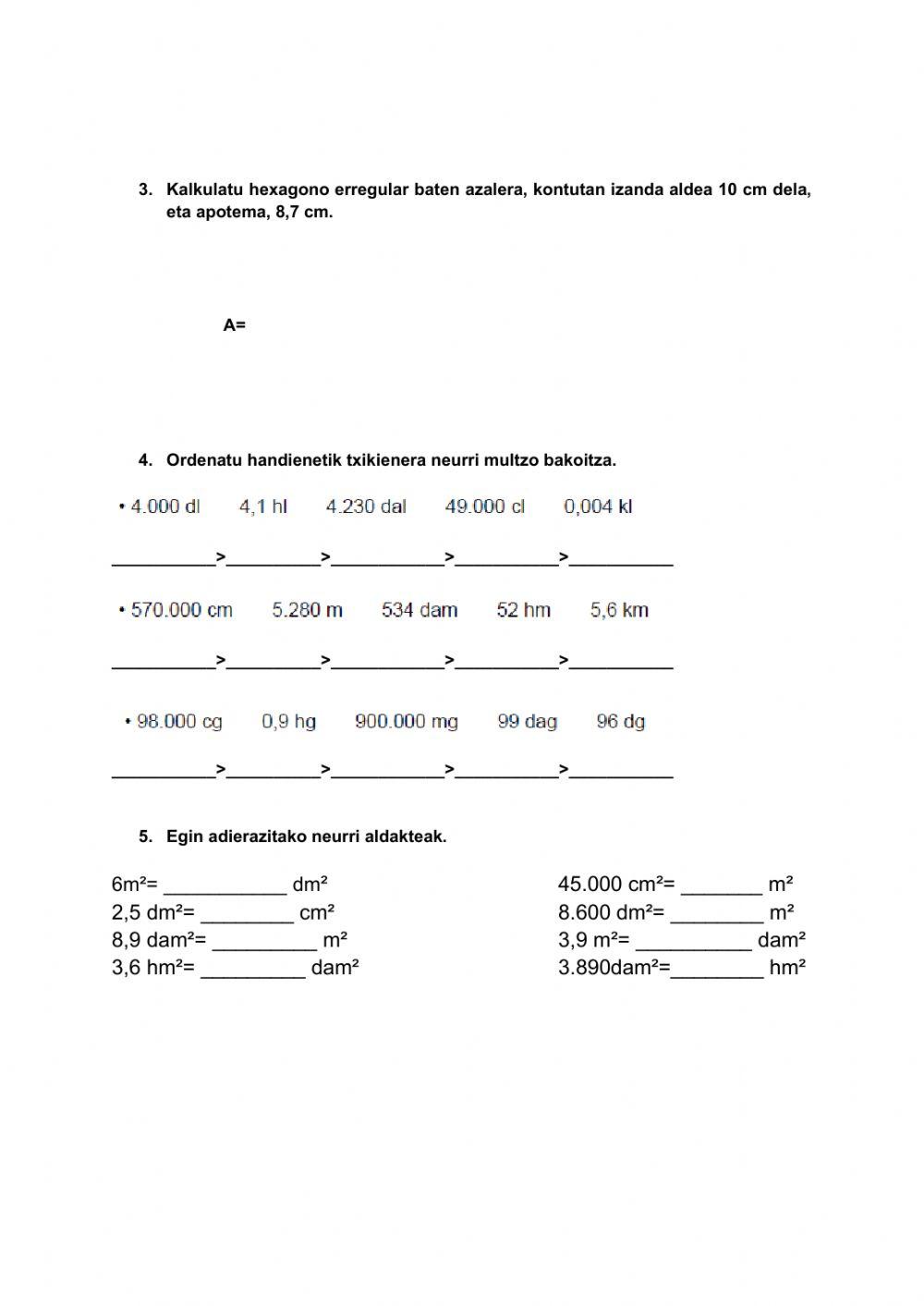 Magnitudeak eta azalera