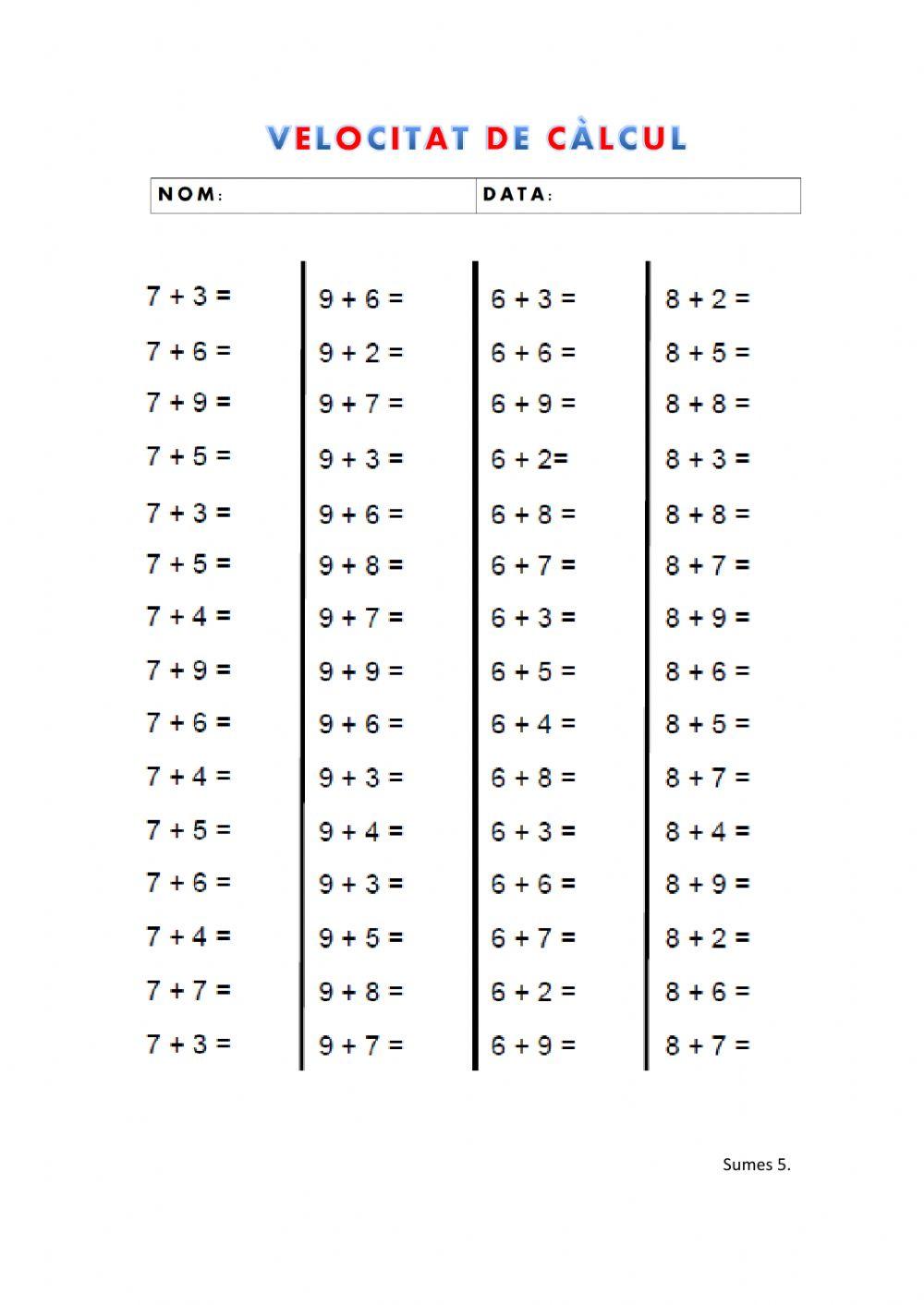 Velocitat de càlcul: sumes 5