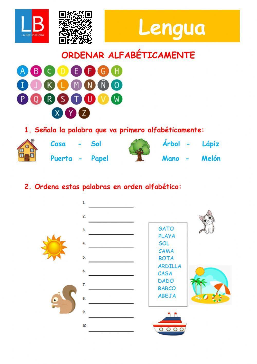 Ordenar palabras alfabéticamente