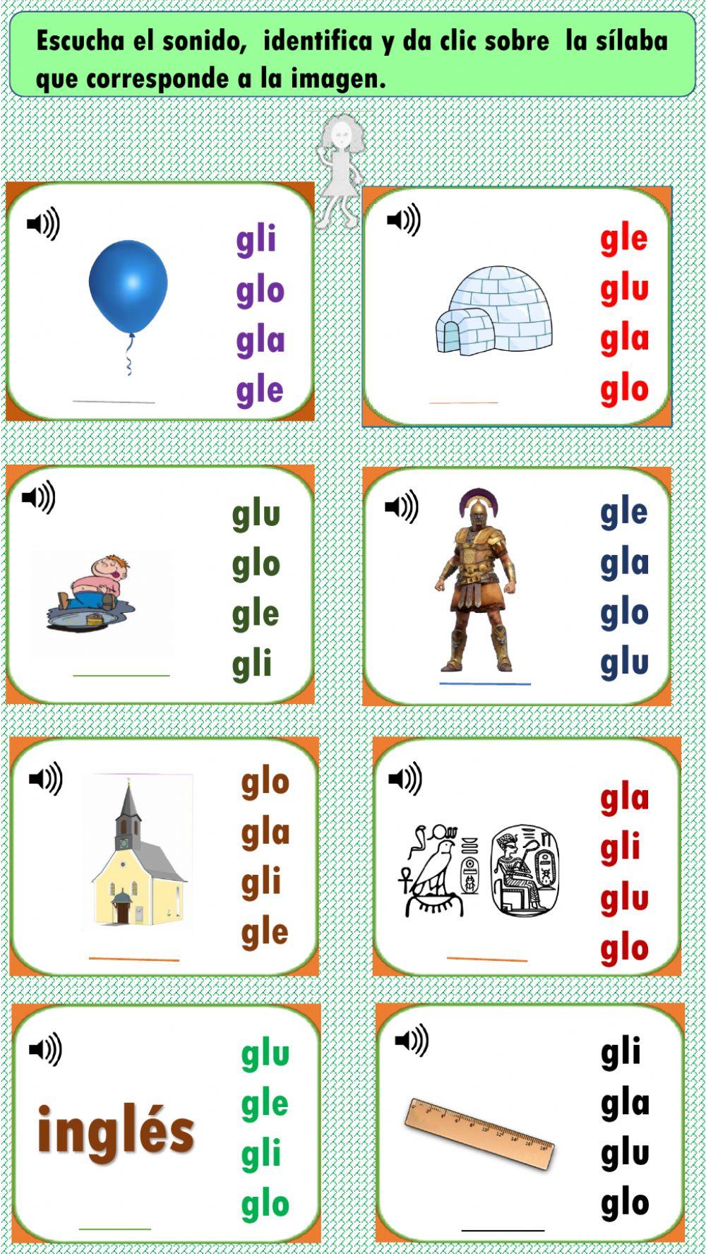 Escucha el sonido e identifica la sílaba correcta.