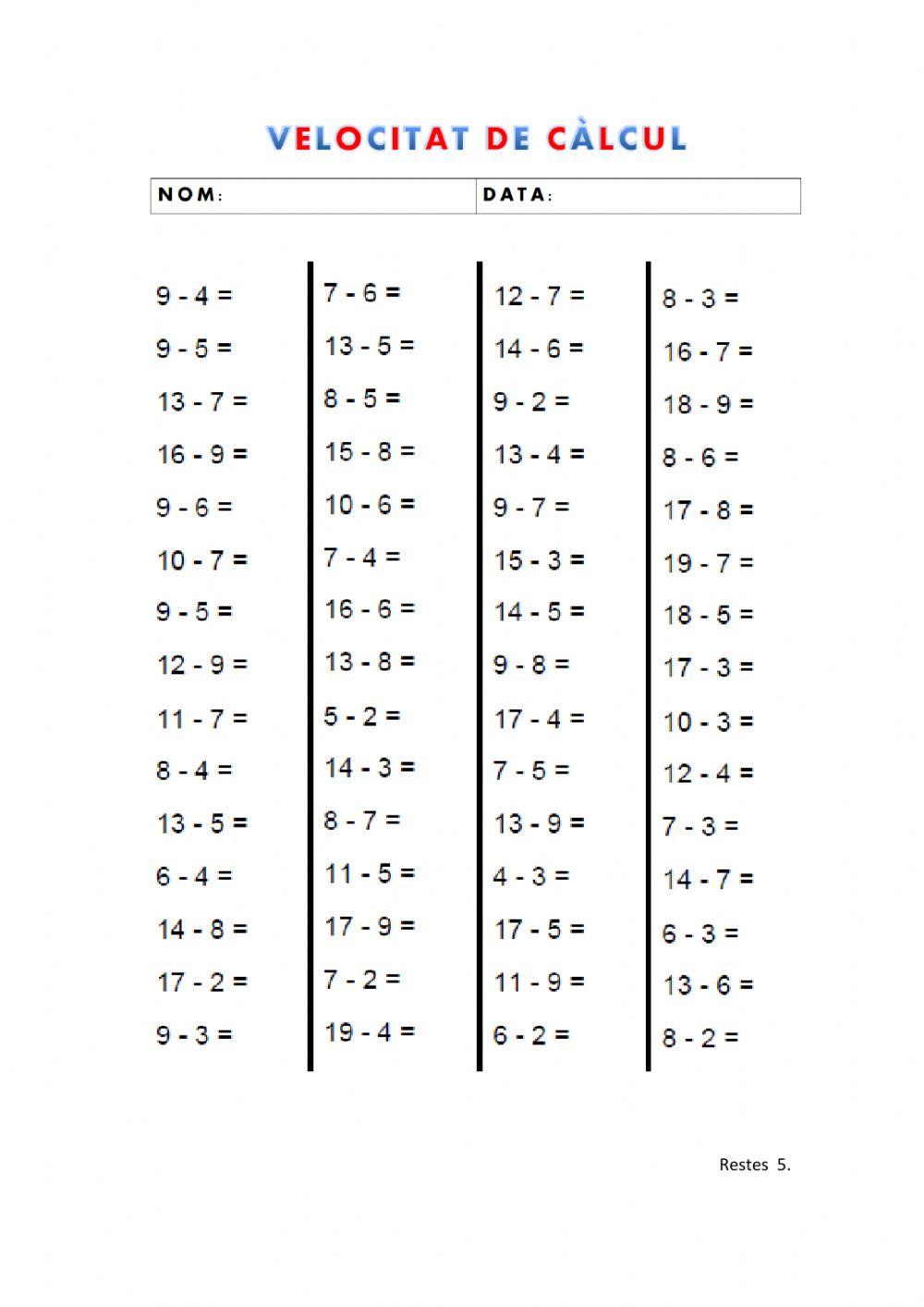 Velocitat de càlcul: restes 5