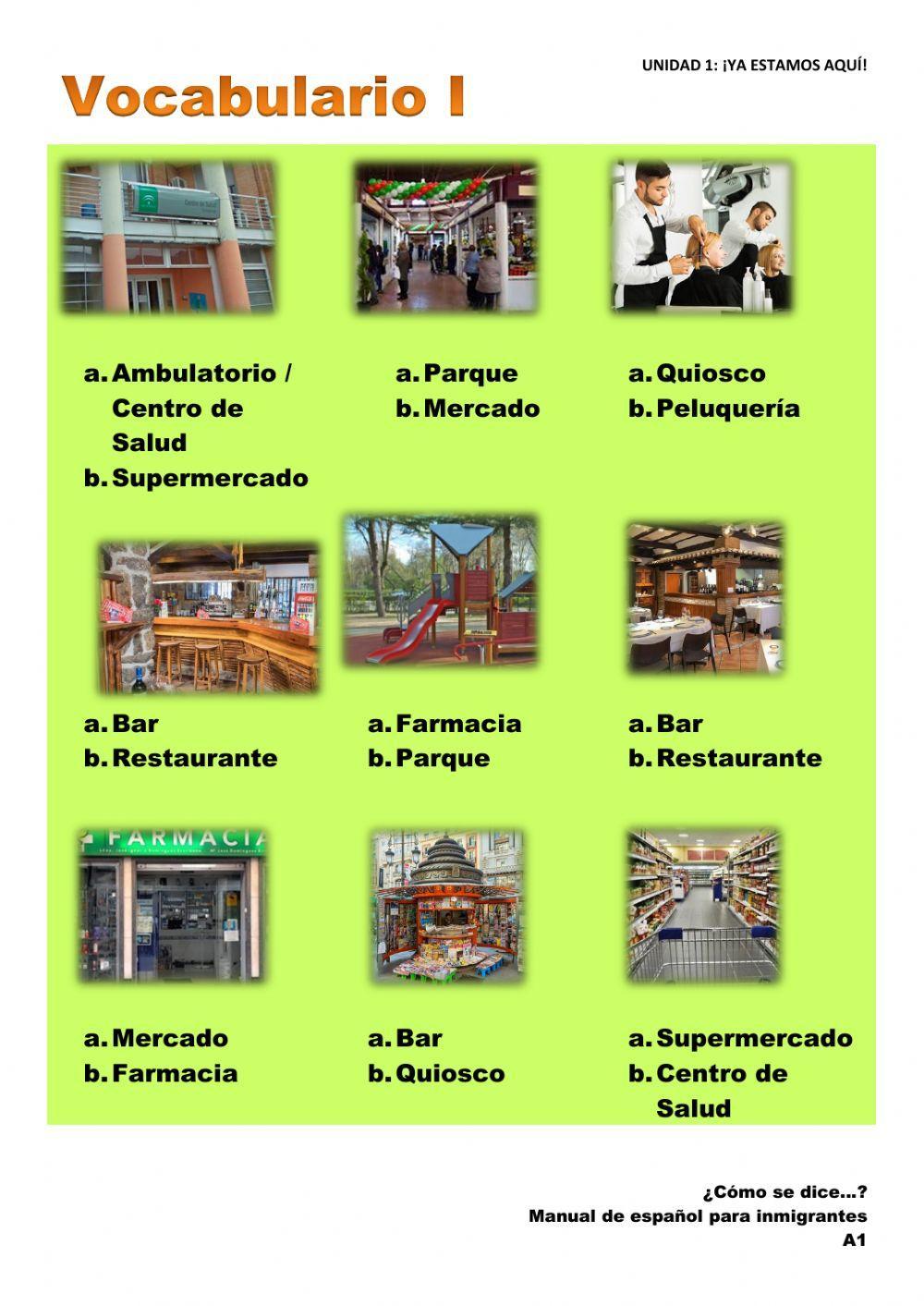 Vocabulario I: Unidad 1 (Ya estamos aquí)