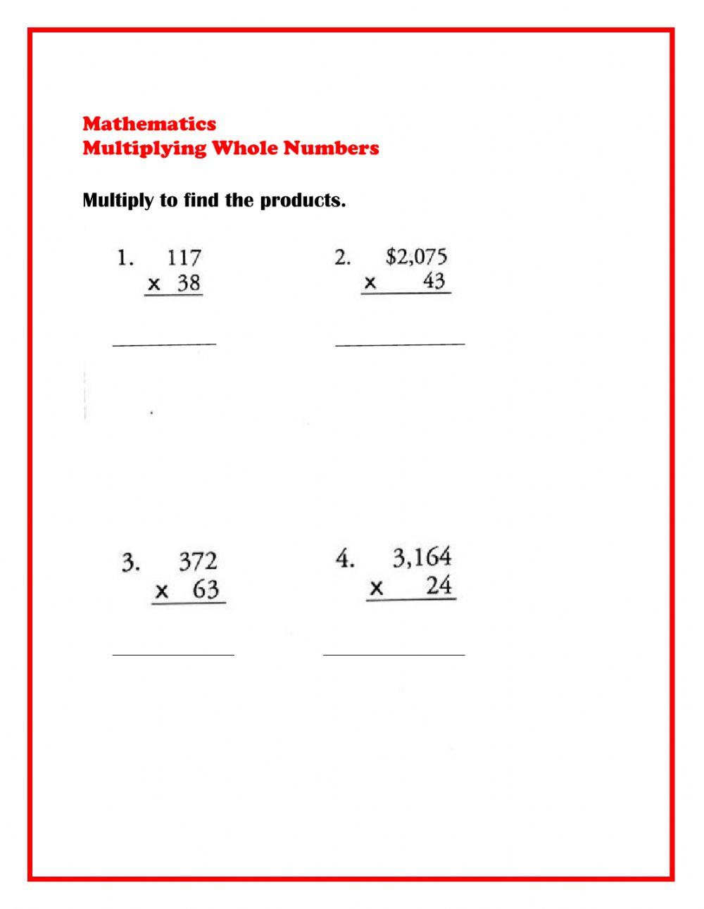 Multiplying Whole NUmbers