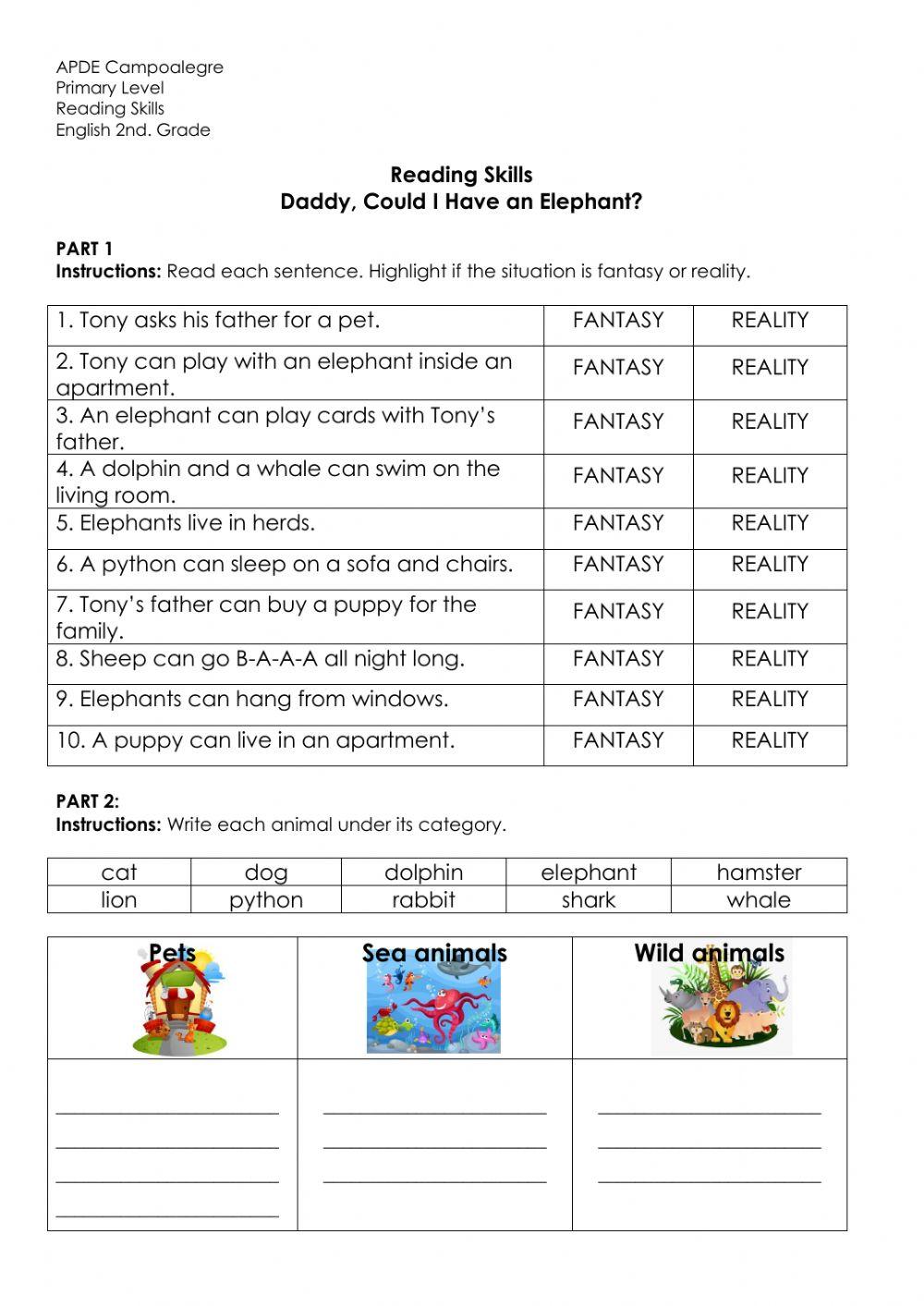 Daddy could i have an elephant reading skills