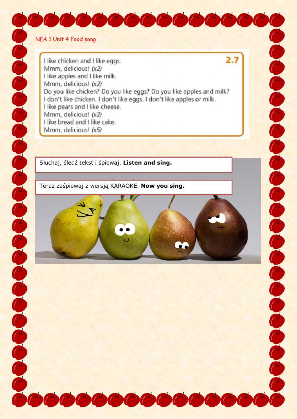 Food song exercise Biology Diagrams