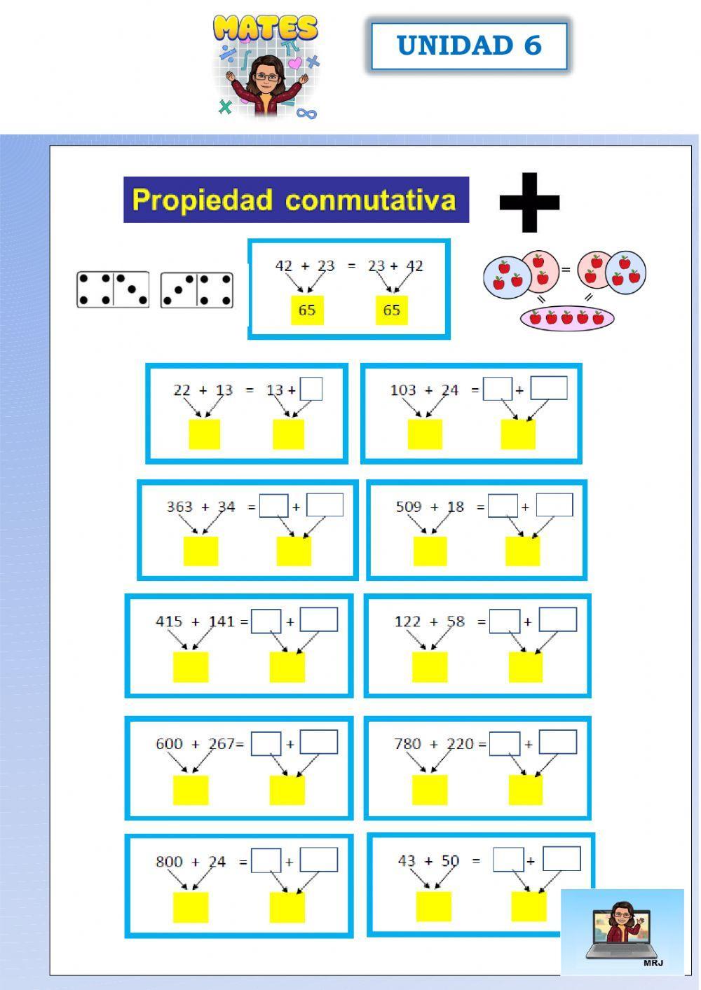 Propiedad conmutativa Suma Propiedad conmutativa Suma