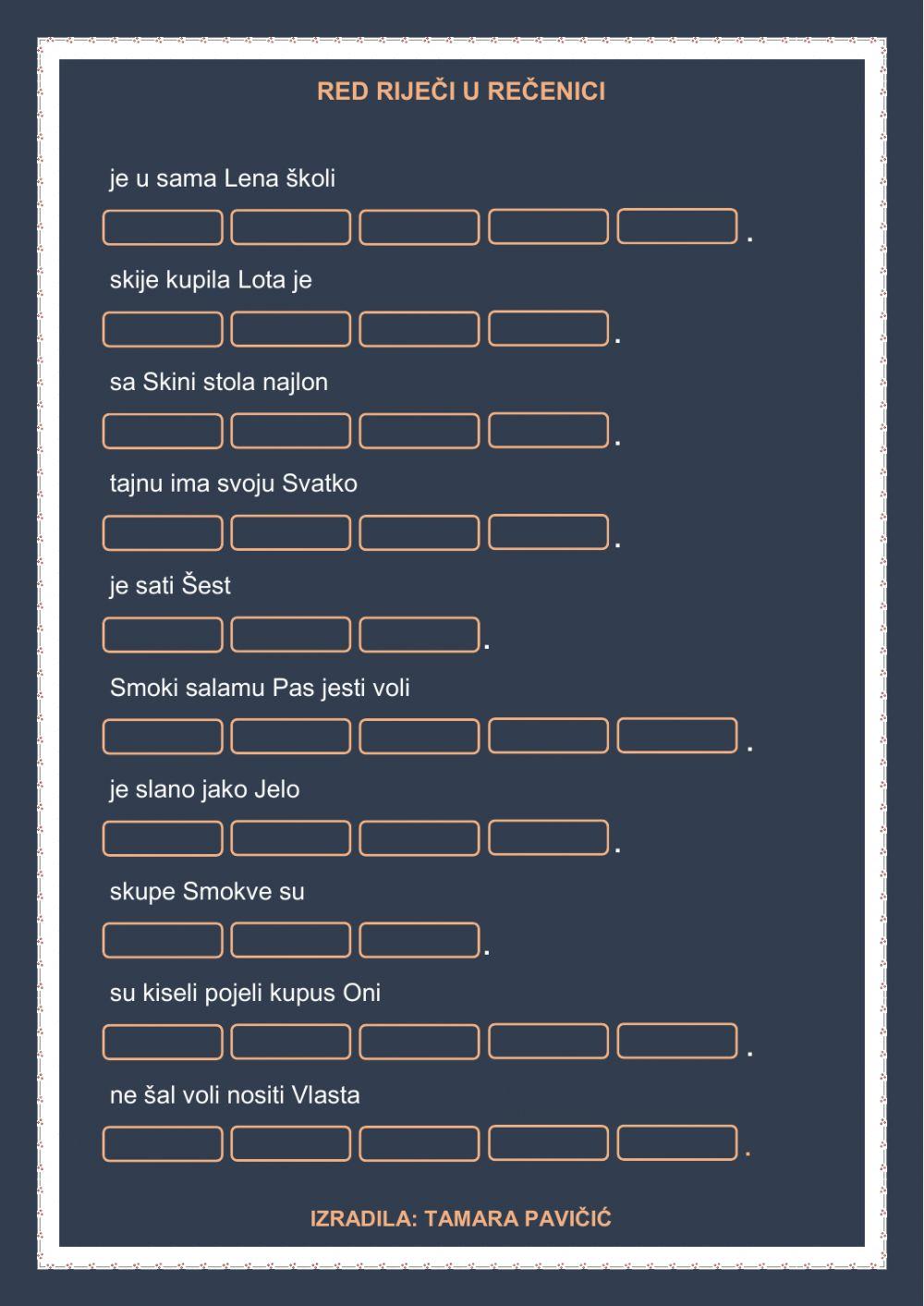 Red riječi u rečenici